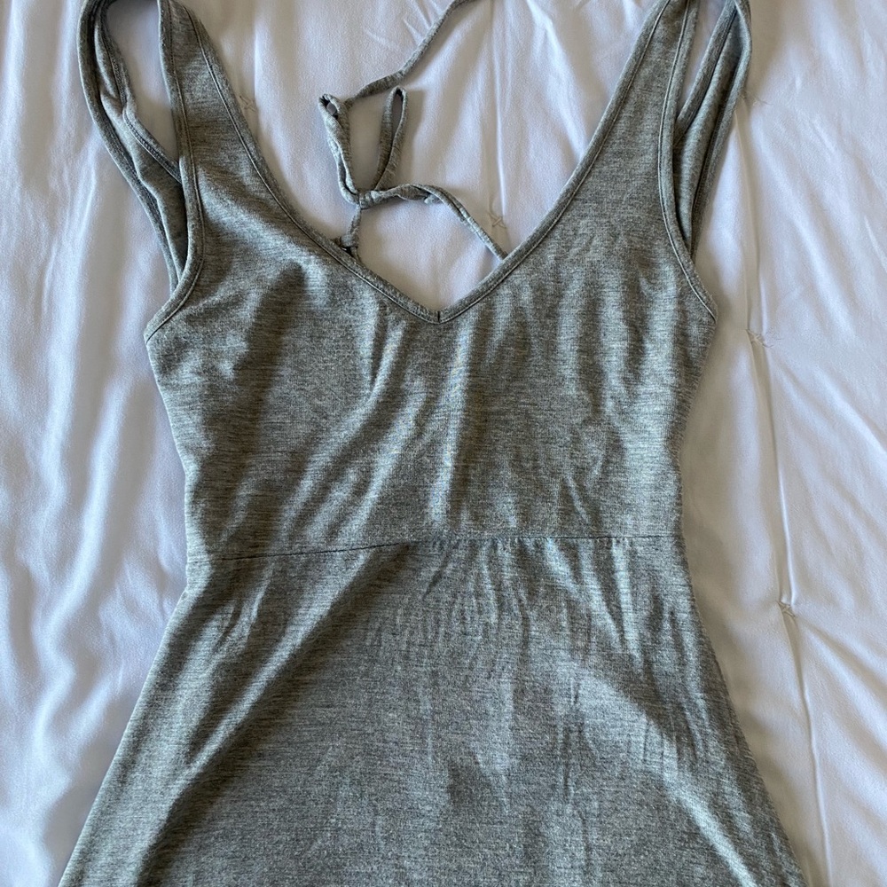 Gray Sleeveless V-Neck Dress